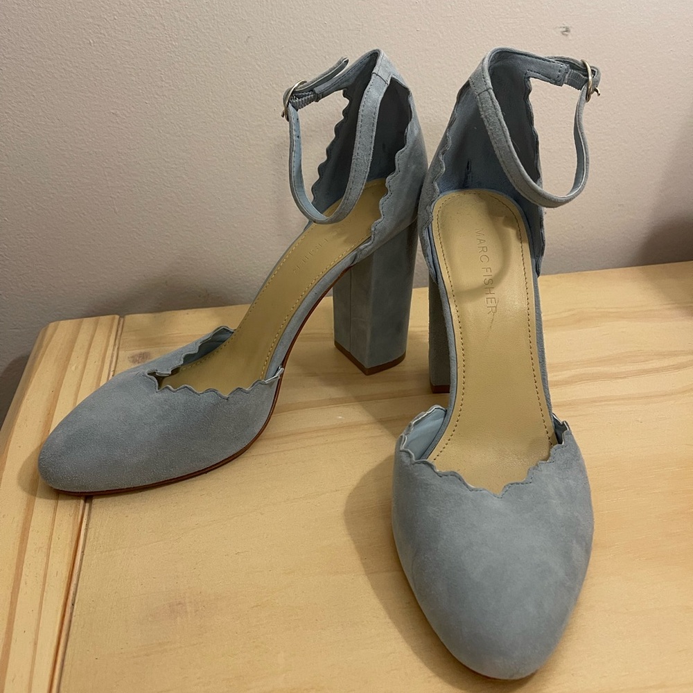 Marc Fisher Blue Suede Heels